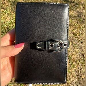 Coach Black Leather Passport holder, travelers notebook, photo album.